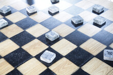 Minimal Design Stone Chess Figures On The Board