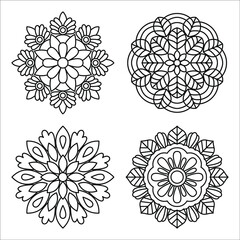 Simple mandala design for coloring. Vector floral mandala. Geometric ornamental mandalas