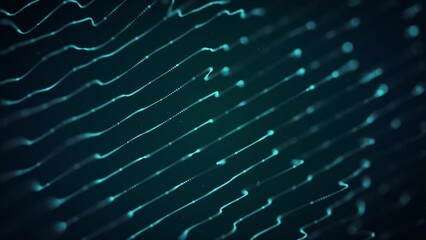 Poster - Abstract Digital Flowing Lines Technology Background Loop/ 4k animation of an abstract wallpaper background of digital fractal particle lines with depth of field and ambient occlusion flowing and wavi