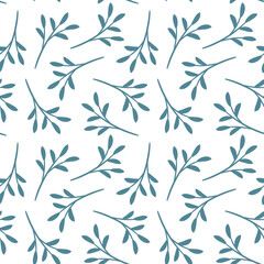 Poster - Blue leaves seamless vector pattern
