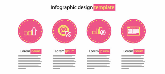 Poster - Set line Financial growth, Browser window, Create account screen and icon. Vector