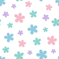 Poster - Colorful pastel pattern with flowers