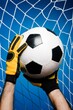 © Visualmind - hands of a goalkeeper grabbing the ball, avoiding a goal