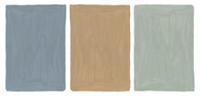 Abstract Background Set In Muted Blue, Brown, Sage Green Colors. Hand Painted Textured Gouache Templates