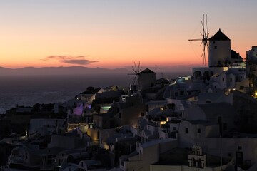  View of the Oia, the most stunning  village of Santorini and an amazing sunset