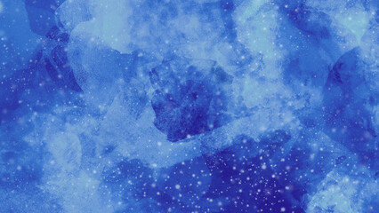 Wall Mural - blue watercolor and paper texture. beautiful dark gradient hand drawn by brush grunge background. watercolor wash aqua painted texture close up, grungy design. blue nebula sparkle star universe.      