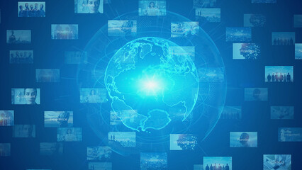 Poster - Global communication network concept. Digital transformation.