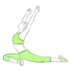 Poster - Yoga pose one line drawing on white isolated background. Asana vector illustration