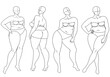 Plus Size Fashion Figure Templates. Exaggerated Croquis for Fashion Design and Illustration. Vector Illustration	