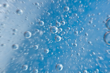 Water. Movement of air bubbles blue beautiful abstract underwater background