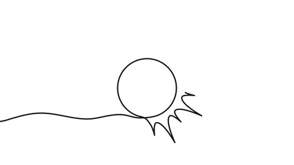 Poster - One continuous line drawing of sun with rays. Sun and sunlights drawn in one line. 4K video animation with alpha channel.
