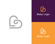 Baby love heart shape love line logo design vector template
