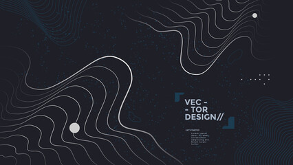 white wave on black background. abstract futuristic banner. vector illustration