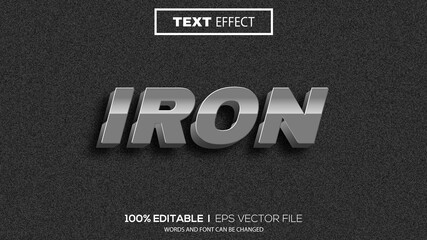 Poster - 3d editable text effect iron theme premium vector