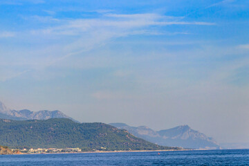 Poster - View of the Mediterranean sea coast and the Taurus mountains in Kemer, Antalya province in Turkey