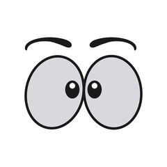 Wall Mural - Comic eye cartoon vector illustration expression character icon. Face emotion element symbol fun. Cute and happy eyebrow humor look person. Eyeball emoticon looking art isolated white and human sign