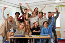 Portrait Of Students And Teachers In Class