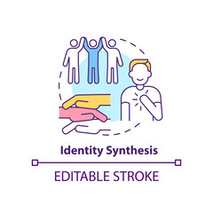 Poster - Identity synthesis concept icon. Sexual orientation. Stage of coming out abstract idea thin line illustration. Isolated outline drawing. Editable stroke. Arial, Myriad Pro-Bold fonts used