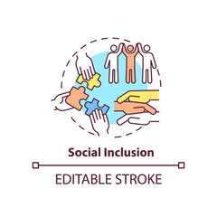 Wall Mural - Social inclusion concept icon. Equal opportunities in society. LGBT program abstract idea thin line illustration. Isolated outline drawing. Editable stroke. Arial, Myriad Pro-Bold fonts used