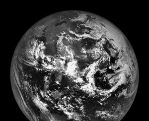 Wall Mural - earth from the moon. close up detailed photo of the world on a black background. black and white hig
