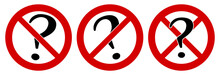 Question Mark Icon In Red Crossed Circle, Doublecrossed Sign As Well