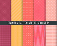 Set Of Pink Purple Seamless Pattern Set