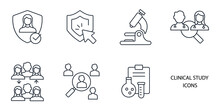 Clinical Study And Clinical Trial Icons Set . Clinical Study And Clinical Trial Pack Symbol Vector Elements For Infographic Web