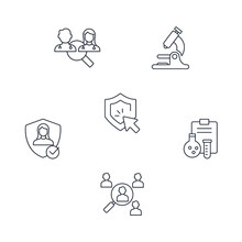Clinical Study And Clinical Trial Icons Set . Clinical Study And Clinical Trial Pack Symbol Vector Elements For Infographic Web