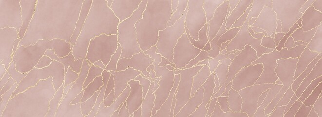 Wall Mural - Horizontal universal background with gold glitter and copy space for text. Watercolor effect.