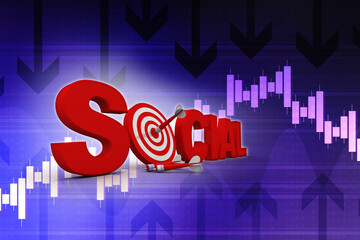 Poster - 3d illustration target with social