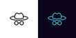 Outline incognito man icon, with editable stroke. Foreign agent and spy with hat and glasses, detective pictogram. Anonym face, invisible mode