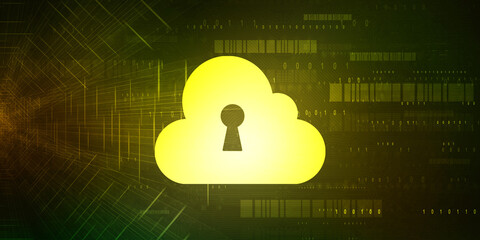 Poster - 2d illustration keyhole in cloud 
