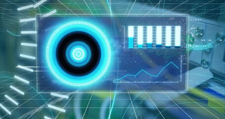 Poster - Animation of processing circle and 5g over computer wires