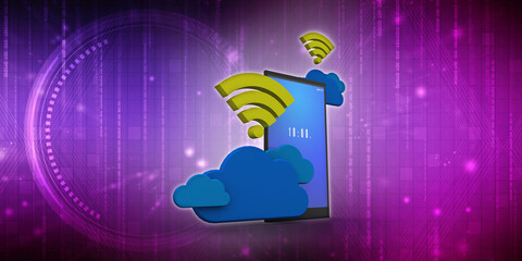 Poster - 3d rendering Transmitter mobile WiFi