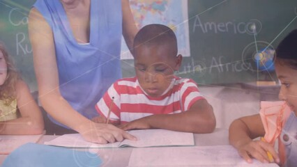 Poster - Animation of network of connections over diverse group of pupils with female teacher