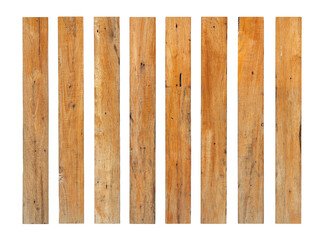 Wall Mural - wood plank weathered damaged set (with clipping path) isolated on white background