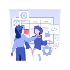 Poster - Kanban board isolated concept vector illustration. IT company worker uses kanban board to manage project, organization process, development progress, information on assignments vector concept.