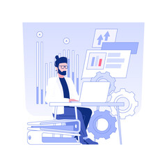 Poster - Collecting information isolated concept vector illustration. Business analyst studying market environment, IT company, collecting data, branding strategy development vector concept.
