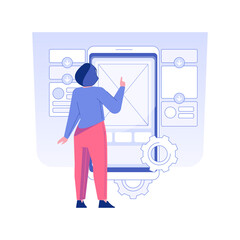 Poster - Usability testing isolated concept vector illustration. Person testing usability of application, UX design, IT company worker, software development, usage analytics reports vector concept.