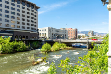 City of Reno on the River Truckee, USA.