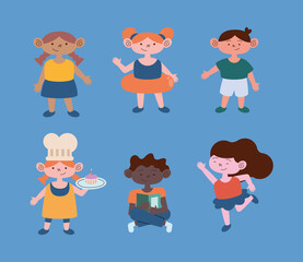 Sticker - six little kids characters