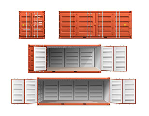 Poster - Realistic Cargo Container Set