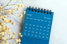 October 2022 Calendar Flat Lay With Flower