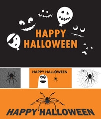 Poster - Happy Halloween - vector backgrounds set invitation