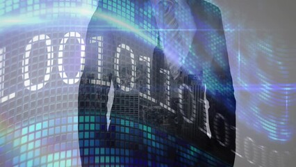 Poster - Animation of data processing over businessman