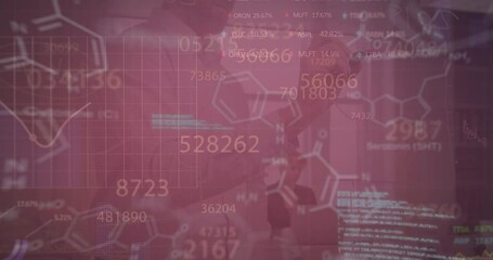 Poster - Animation of financial data processing over group of diverse business people