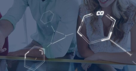 Poster - Animation of chemical formula and data processing over diverse couple using laptop