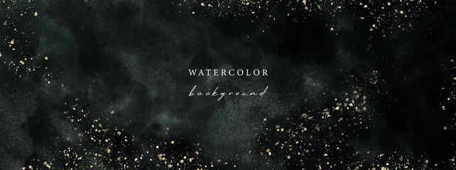 Wall Mural - Vector textured horizontal universal background with gold glitter and copy space for text