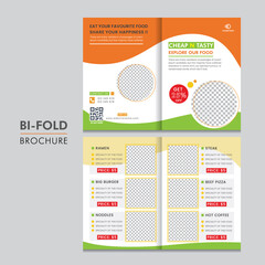 Creative food restaurant bi-fold brochure template