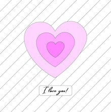I Love You Three Pink Hearts Diagonal Black Lines Background. 